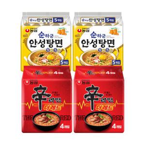 농심 순하군 안성탕면, 125g, 10개 + 신라면더레드,125g, 8개