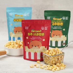 [파머팝스]토종 국산 Non Gmo 팝콘 택1(복숭아,고추,사과,딸기,우유,버터)