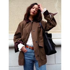 정품 100% Kuho plus Corduroy Collar Midi Jacket - Brown