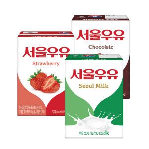 서울 멸균 초코&딸기 흰우유 3종 200ml X 24팩