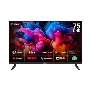 큐빅스 75인치 스마트 TV UHD 4K LED 189cm 구글 안드로이드 에너지1등급 5년AS보증 GTCBX75UHD-A1