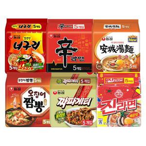 라면 멀티팩 6종 (신라면+오징어짬뽕+짜파게티+안성탕면+너구리+진라면매운