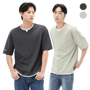 [체이스컬트]세미OVER-FIT 트임넥 레이어드 T-SHIRT/2Color