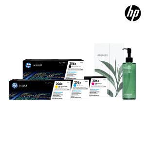 HP 정품토너 206X 대용량 4색 세트+말차 클렌징 오일 250ml (W2110X W2111X W2112X W2113X)