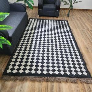 Handmade Wool Jute Small Diamond Pattern Home D？cor Rug, Living Area Rug, Traditional Made Rug, Kil