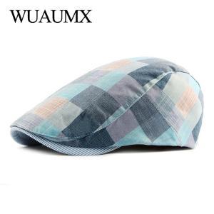 베레모 Wuaumx 여름 베레모 모자 남자 다채로운 Plaids Newsboy 모자 여자