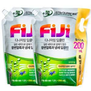 LG생할건강 Fiji 디나자임 오리지날 리필 2.0L x 2개,드럼 일반 겸용 액체세제