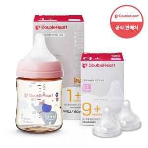 [더블하트] 모유실감 3세대 PPSU 젖병 싱글 160ml  꿈꾸는코끼리 (젖꼭지S포함) +3세대 젖꼭지 2입x1개 ...