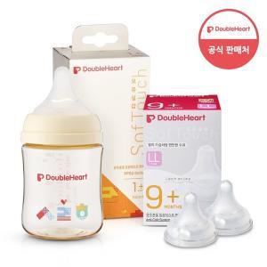 [더블하트] 모유실감 3세대 PPSU 젖병 싱글 160ml  한글 (젖꼭지S포함) +3세대 젖꼭지 2입x1개 (LL)