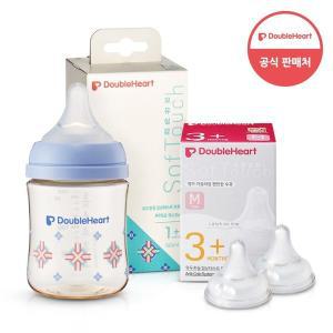 [더블하트] 모유실감 3세대 PPSU 젖병 싱글 160ml  단청 (젖꼭지S포함) +3세대 젖꼭지 2입x1개 (M)