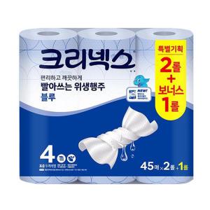 크리넥스 스카트 프레쉬 블루 행주타올 45매 3롤 1팩