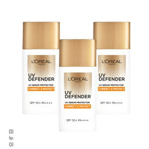 로레알파리 선크림 유브이 디펜더 코렉트 앤 프로텍트 선크림 50ml 3개