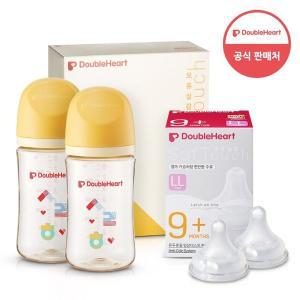 [더블하트] 모유실감 3세대 PPSU 젖병 트윈팩 240ml 한글 사랑해 +3세대 젖꼭지(2입x1개) LL