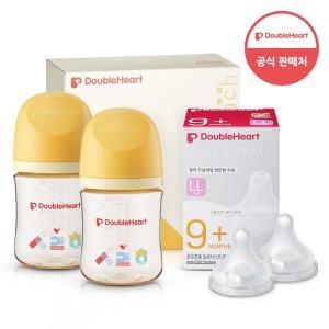 [더블하트] 모유실감 3세대 PPSU 젖병 트윈팩 160ml 한글 +3세대 젖꼭지(2입x1개) LL