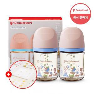 [더블하트] 모유실감 3세대 PPSU 젖병 디어프렌즈 트윈팩 160ml 애니멀타운 (젖꼭지미포함) (+가제손수...