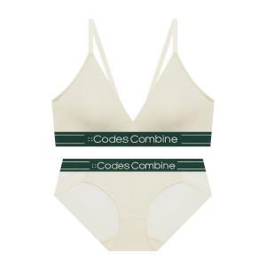 [매장정품] 코데즈컴바인 CODES COMBINE INNERWEAR 컬러로고플레이 브라렛 팬티 세트_오트밀