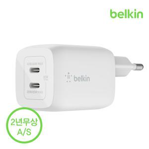 [벨킨] 65W 듀얼 USB-C타입 PD 3.0 PPS GaN 고속 충전기 WCH013kr 아이폰 갤럭시 Z플립5 폴드5 아이패드