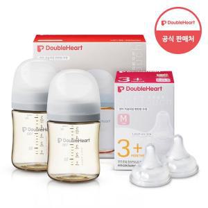 [더블하트] 모먼트 160ml 트윈팩+3세대 젖꼭지(2입)