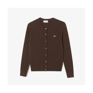 [매장정품] 라코스테 LACOSTE 여성 케이블 크루넥 가디건 [브라운] AF091E-54NSHI 556388