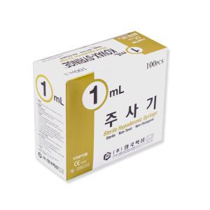 한국백신 일회용주사기 1cc 26G (1/2 inch) 100개입