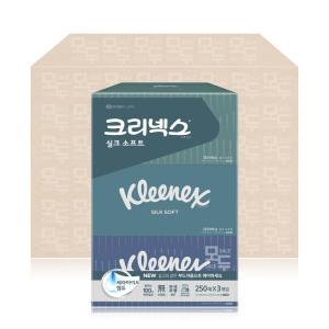 크리넥스 실크소프트 각티슈 (250매x3입)x6팩 /미용티슈