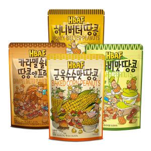 길림양행 HBAF 바프 땅콩 120gx4개 허니버터+와사비맛+군옥수수맛+카라멜솔티드땅콩앤프레첼