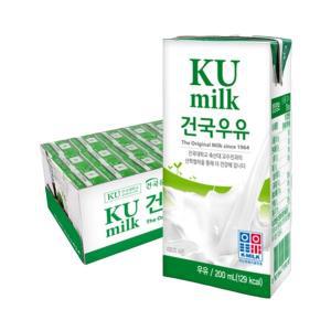 [보리보리/건국유업]건국 멸균우유 200ml 24팩 고소한우유 흰우유