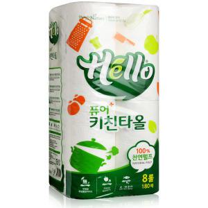 헬로 퓨어 키친타올 180매 x 8롤, 안심 키친타월