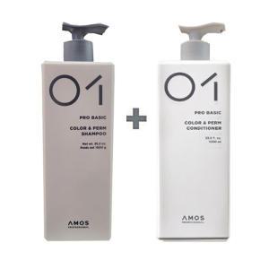 아모스 프로 베이직 칼라 앤 펌 샴푸 1000ml+컨디셔너 1000ml 1set