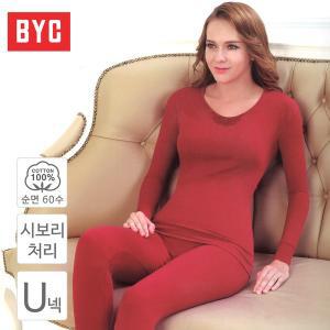 [BYC] 순면 60수 9부 여성 상하 내복 세트 BYL4478