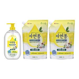 자연퐁 베이킹소다파워 3X 레몬 용기 735ML, 1개 + 리필 1L, 2개