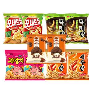 농심 먹태깡, 60g, 2개 + 새우깡, 90g, 2개 + 빵부장 초코빵, 55g, 2개 + 자갈치, 90g, 2개 + 포테토칩 오리지널, 60g, 2개