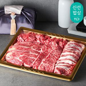 [품질포장]1++등급 한우 선물세트 패밀리800g (등심 채끝 차돌박이 안심 갈비살 살치살)