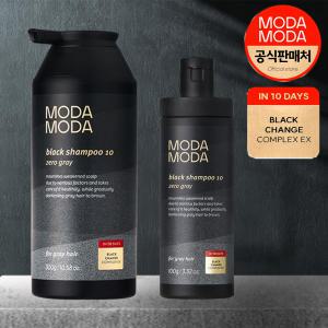 모다모다 3세대 새치커버 블랙 염색약 탈모케어 약산성 블랙10 샴푸 300g + 100g