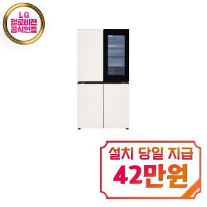 [LG] 디오스 오브제컬렉션 노크온 4도어 냉장고 870L (오브제컬렉션 베이지/베이지) T875MEE312 / 60개월 약정