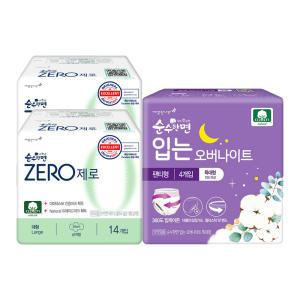 순수한면 제로 대형, 14P, 2개 + 입는 오버나이트, 특대형, 4P, 1개