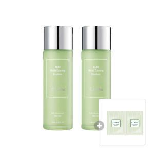 김정문알로에 큐어 모이스트 카밍 에멀젼 130ml, 2개 + 증정(안티에이징 크림S 파우치, 2ml, 2개)