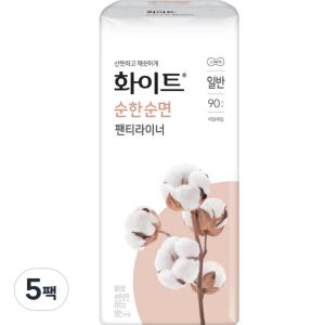 화이트 위생용품 순한순면 일반 팬티라이너 90P 5개