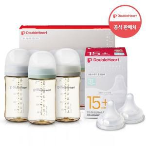 [더블하트] 모유실감 3세대 모먼트 트리플팩 240ml+젖꼭지2입x1개(3L)