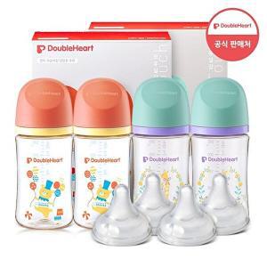 [더블하트]더블하트 모유실감 3세대 PPSU 젖병 디어프렌즈 트윈팩 240ml 2개(총4개)+젖꼭지(4입)