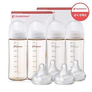 [더블하트]더블하트 모유실감 3세대 PPSU 젖병 베이직 트윈팩 330ml 2개(총4개)+젖꼭지(4입)