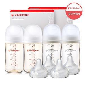 [더블하트]더블하트 모유실감 3세대 PPSU 젖병 베이직 트윈팩 240ml 2개(총4개)+젖꼭지(4입)