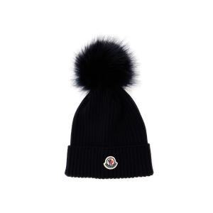 [MONCLER] 24FW 키즈 로고 폼폼 울 비니 3B000 14 M1131 999