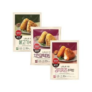 [CJ제일제당]햇반 쿡반 주먹밥 500g 불고기 x1개+치킨갈릭 x1개+김치치즈 x1개