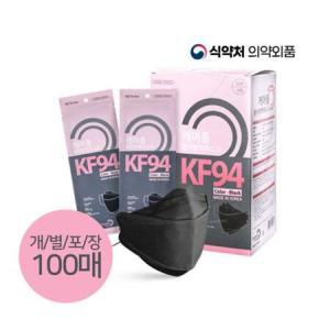 국산 KF94 피부자극없는 부드러운 마스크 블랙 대형 100매 케어플