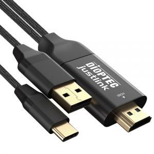 디옵텍 Dioptec JUSTLINK CTH02PW (2m) USB 3.1 C타입 to HDMI 4K 60Hz 유전원 케이블 넷플릭스 완벽호환