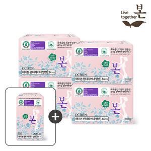 유기농본 오씨본 팬티라이너 일반 34P 4팩+1팩