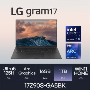 HMC / LG전자 그램17 / 17Z90S-GA5BK (RAM 16GB / NVMe 1TB / WIN11H) 코어 울트라5-125H / 400nit / 블랙