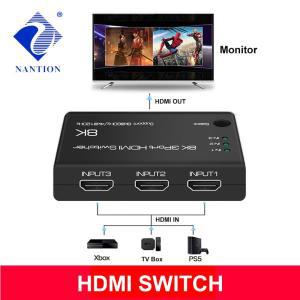 8K HDMI 스위처 3 포트 4K 120Hz V2.1 HDMI 스위치 선택기 허브, 3 In 1 Out UHD HDR UHD 48Gbps HDCP2.3 P