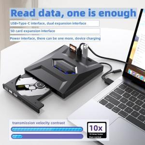 USB 3.0 타입 3-in-1 다기능 외장 모바일 드라이브 CD DVD 버너, 카드, 디스크 플레이어, 읽기 속도 롬, 24